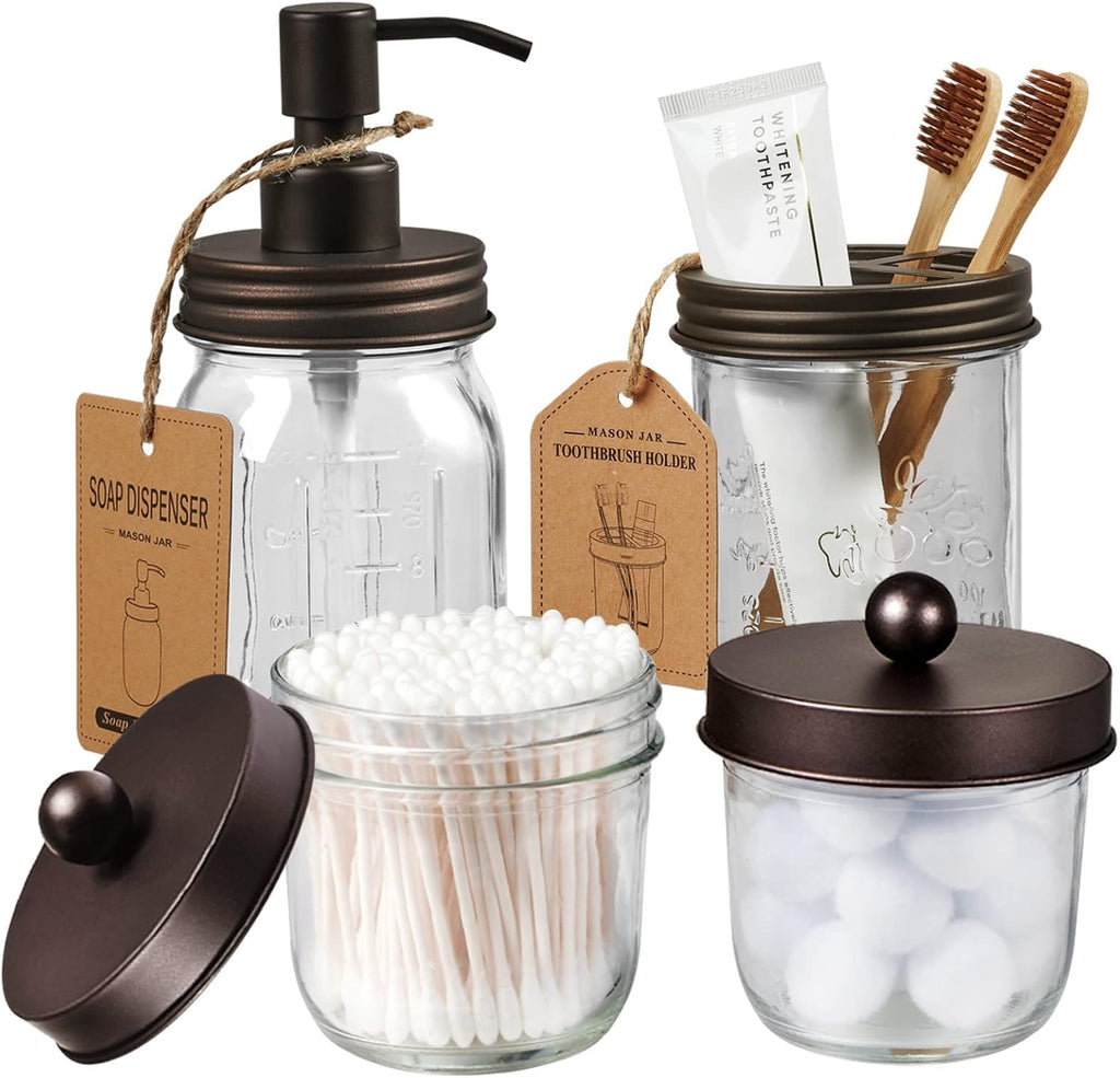 Mason Jar Bathroom Accessories Set(4 Pack)