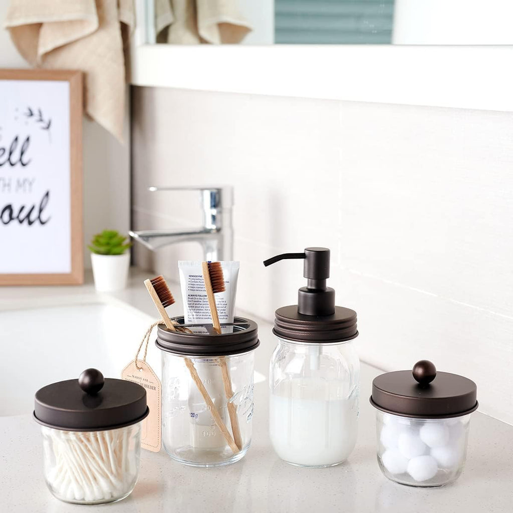 Mason Jar Bathroom Accessories Set(4 Pack)