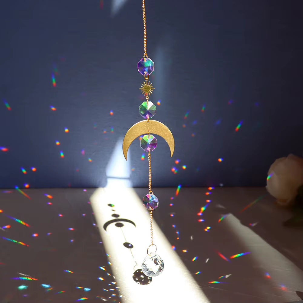 Heart Sun Crystal Wind Chime Chandelier Sun Catchers Wind Chimes Rainbow Chaser Hanging Catcher Curtain Pendant Decoration