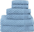 8-Pc Bath Towel Set Cotton Diamond Waffle Towels for Bathroom, Blue