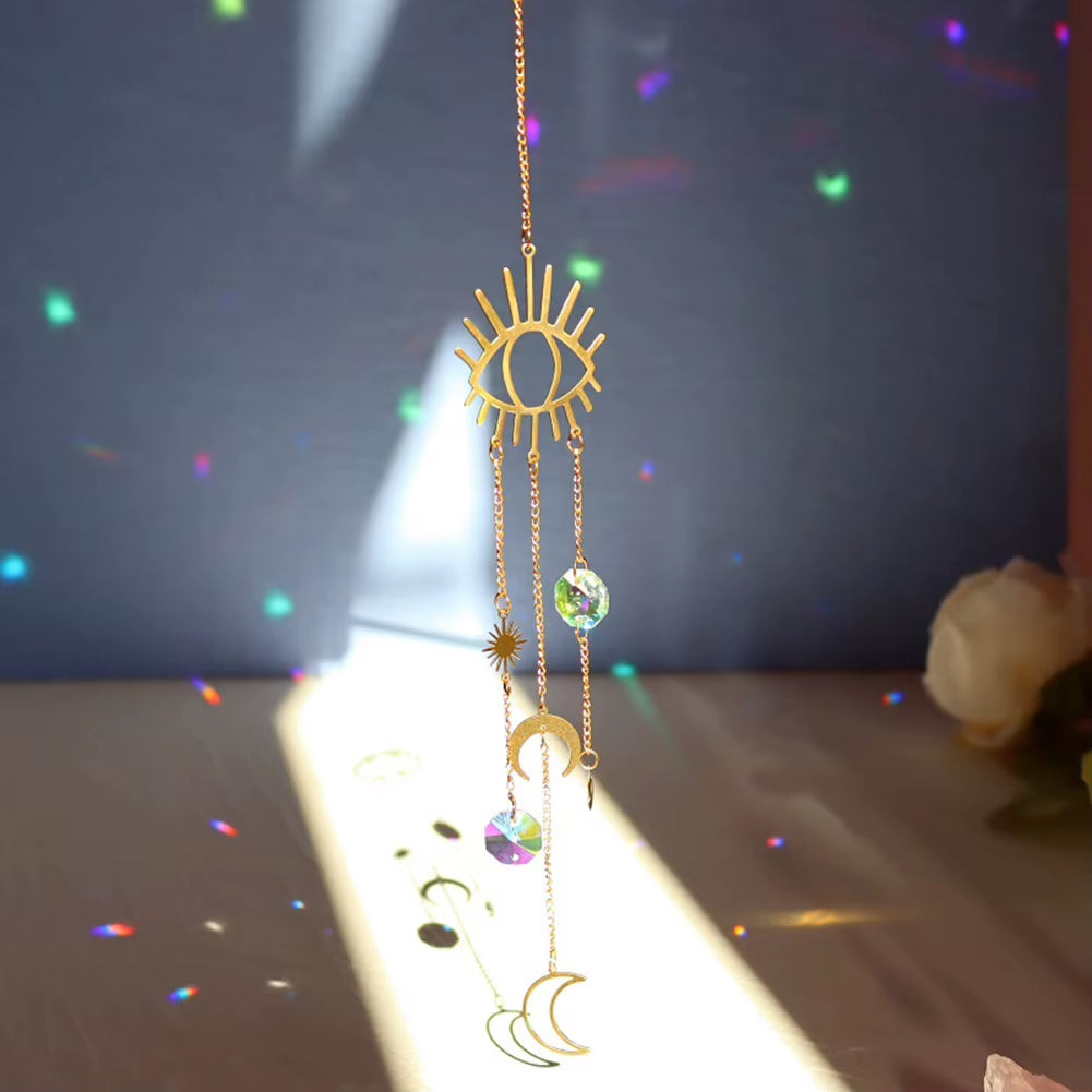 Heart Sun Crystal Wind Chime Chandelier Sun Catchers Wind Chimes Rainbow Chaser Hanging Catcher Curtain Pendant Decoration