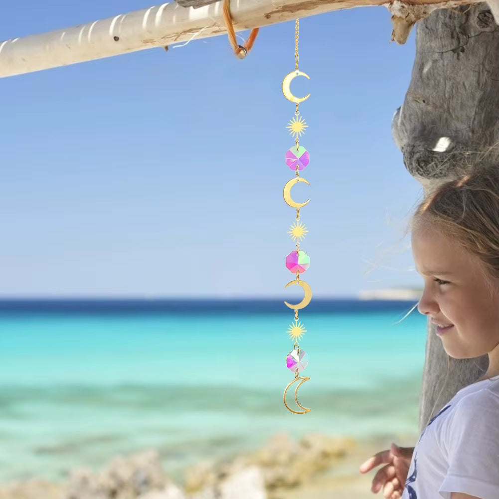 Heart Sun Crystal Wind Chime Chandelier Sun Catchers Wind Chimes Rainbow Chaser Hanging Catcher Curtain Pendant Decoration