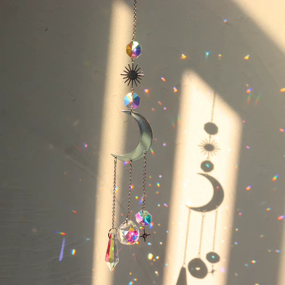 Heart Sun Crystal Wind Chime Chandelier Sun Catchers Wind Chimes Rainbow Chaser Hanging Catcher Curtain Pendant Decoration