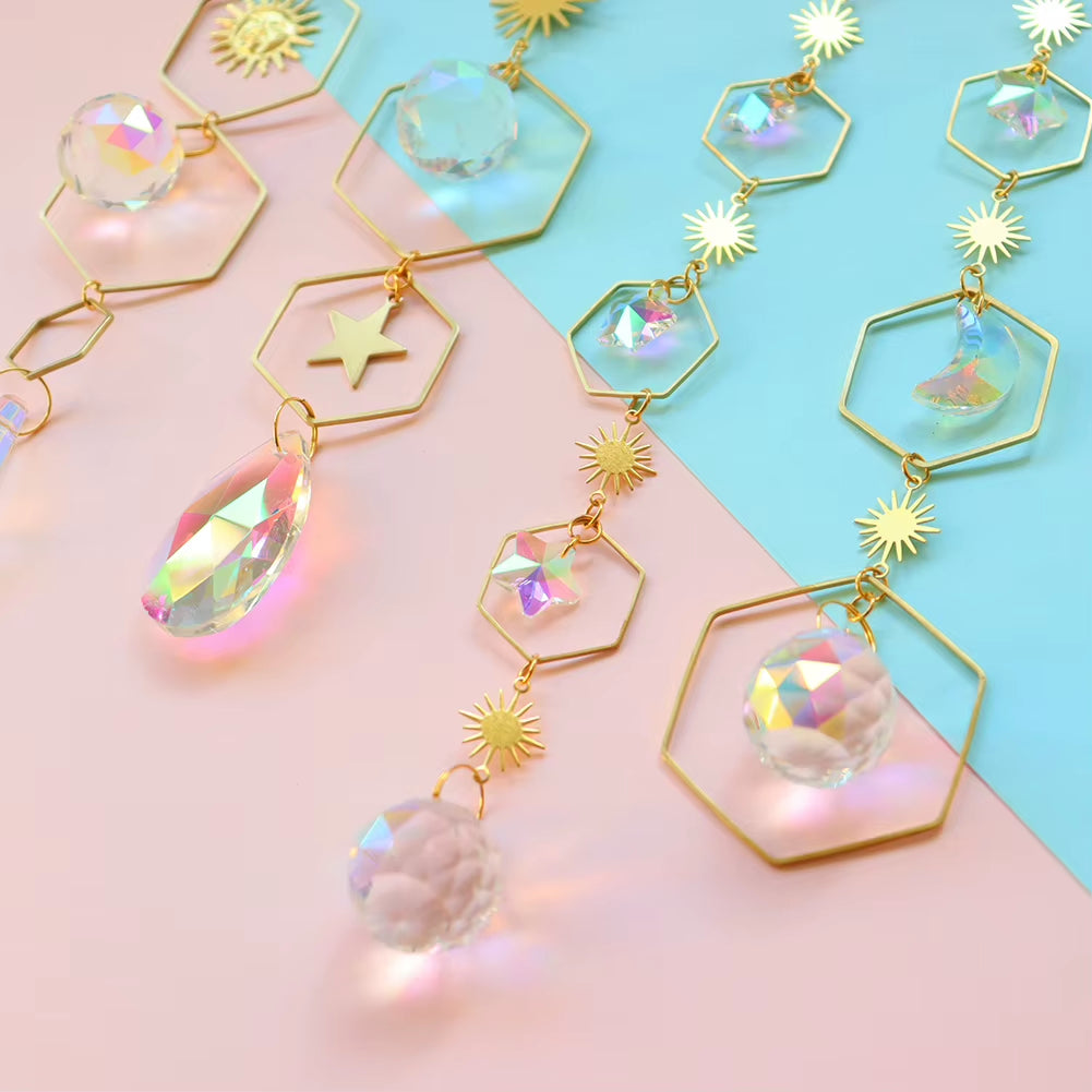 Heart Sun Crystal Wind Chime Chandelier Sun Catchers Wind Chimes Rainbow Chaser Hanging Catcher Curtain Pendant Decoration