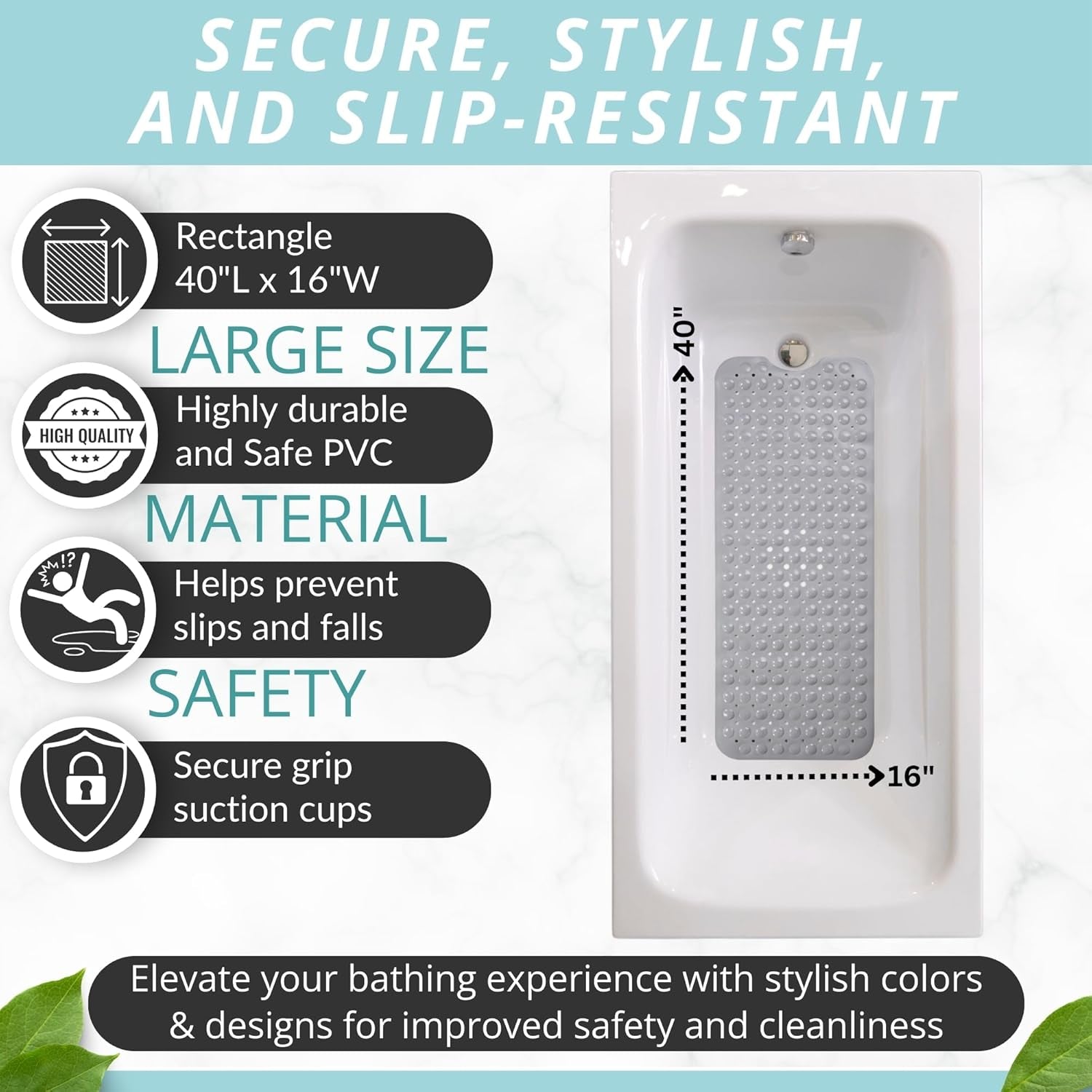 Large Non Slip Bathtub & Shower Mat 