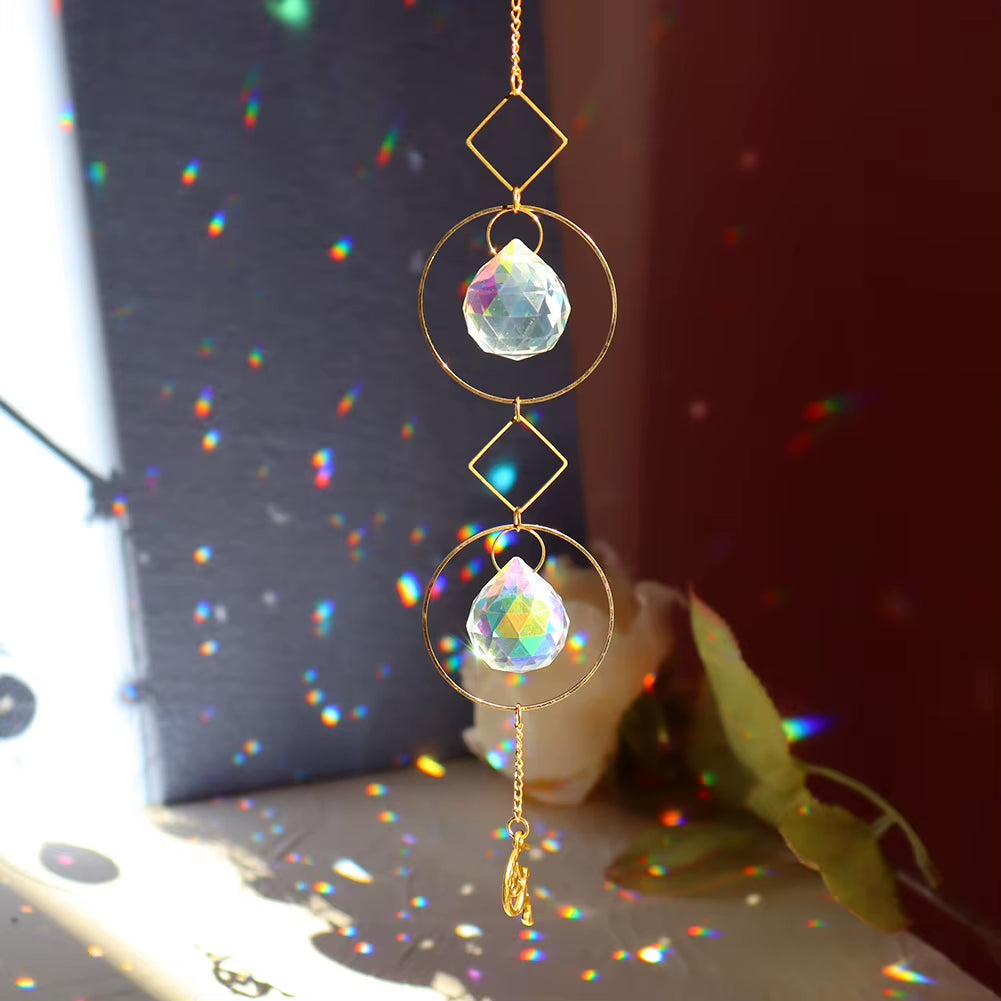 Heart Sun Crystal Wind Chime Chandelier Sun Catchers Wind Chimes Rainbow Chaser Hanging Catcher Curtain Pendant Decoration