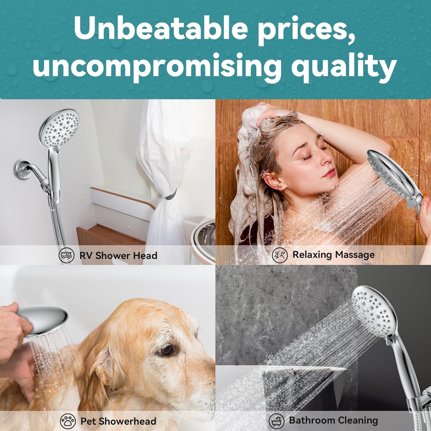 High Pressure, 6 Spray Settings Shower Head with Handheld