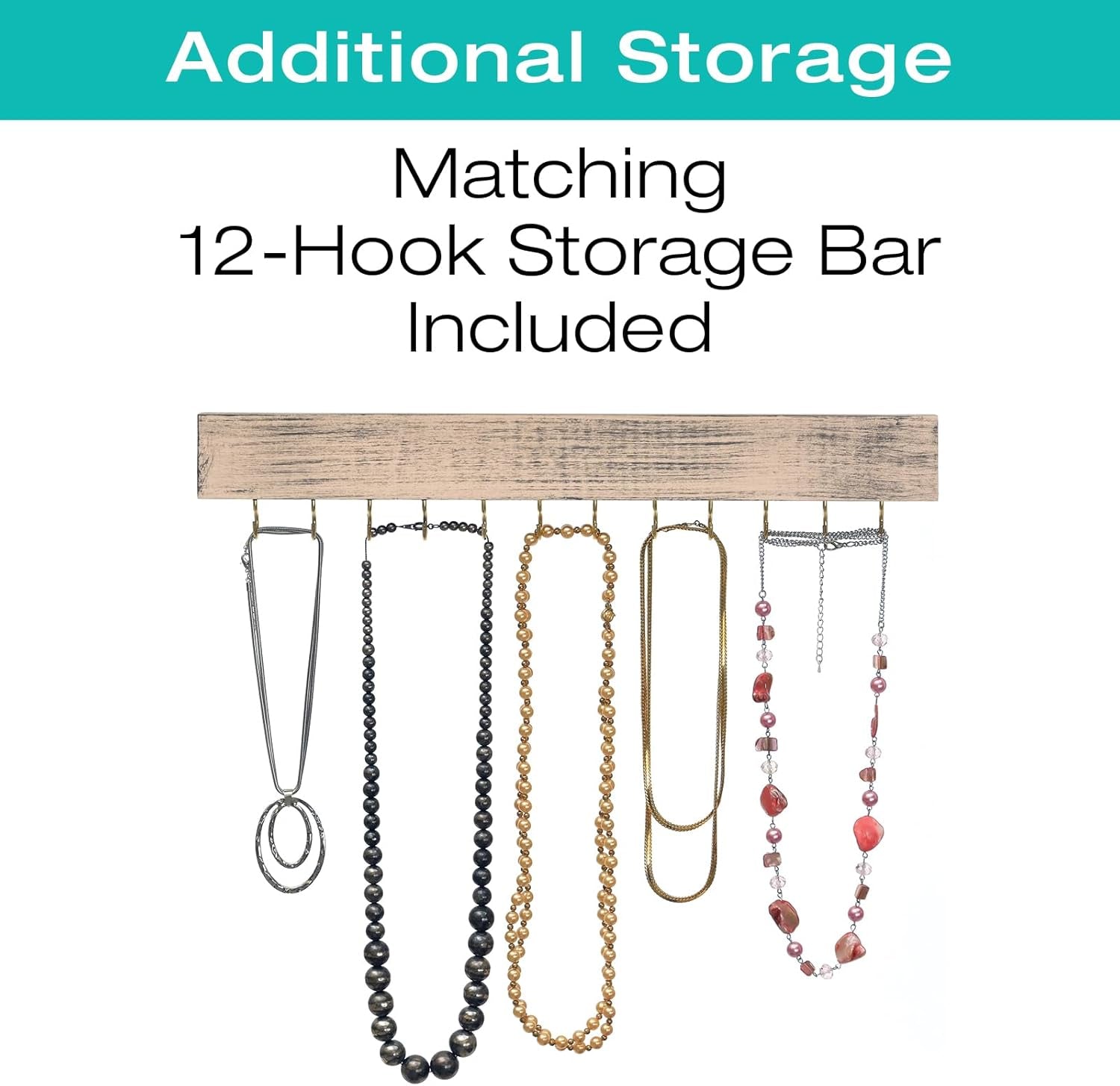 Wall Mounted Jewelry Organizer with Herringbone Wood Pattern