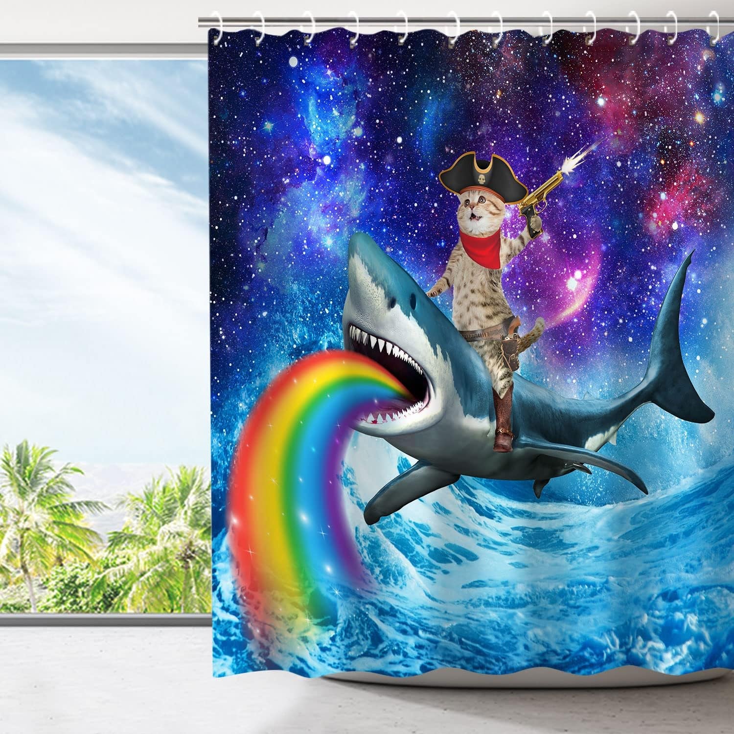 Cat Shark Bathroom Curtain