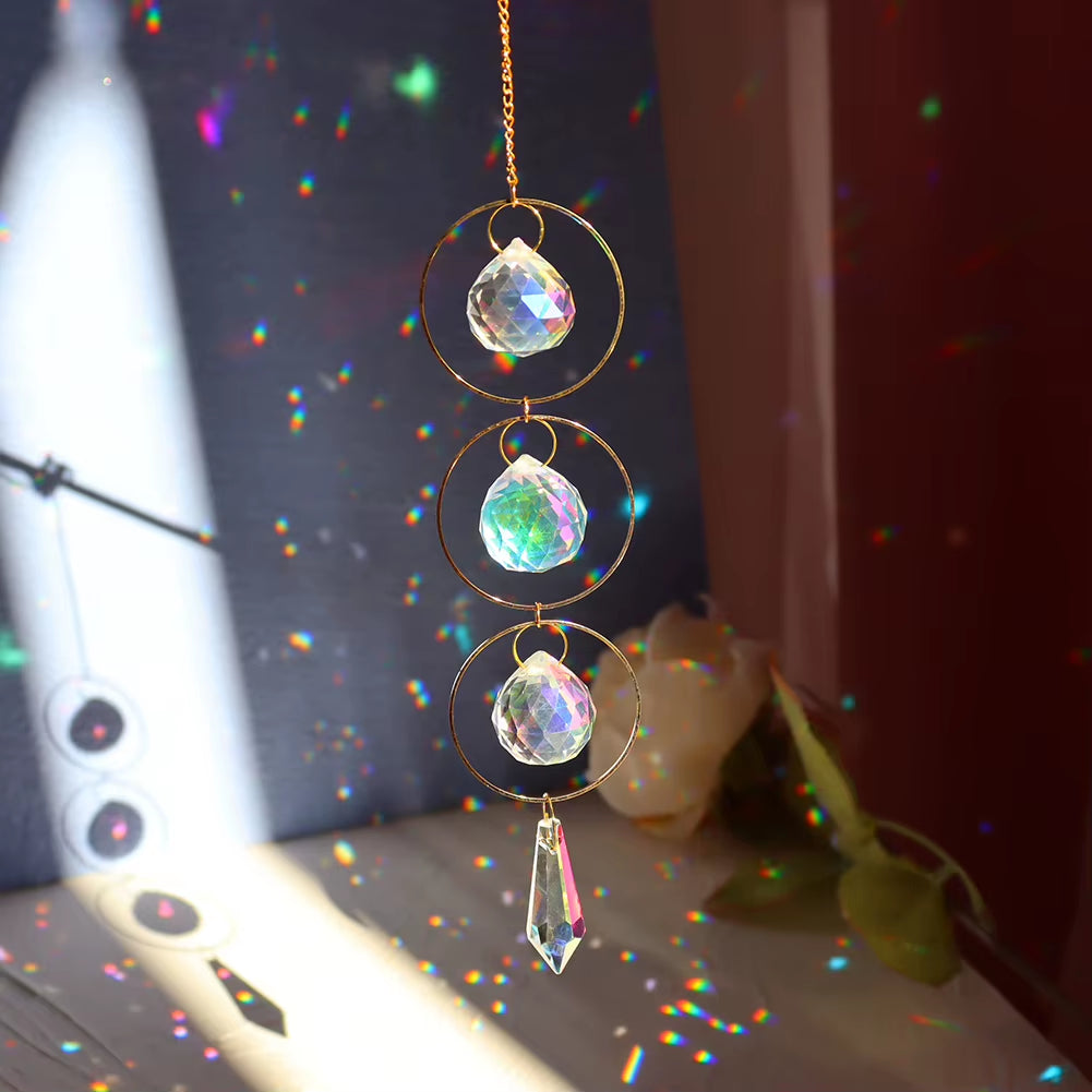 Heart Sun Crystal Wind Chime Chandelier Sun Catchers Wind Chimes Rainbow Chaser Hanging Catcher Curtain Pendant Decoration